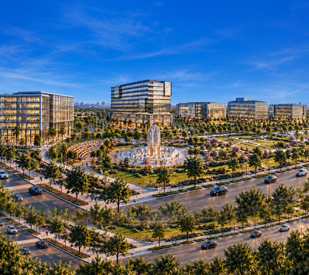 Official aerial visualisation of CBD Bab District, Lahore